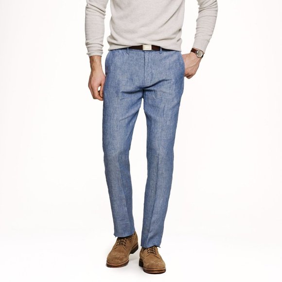 J.crew Bowery Slim Pant in Irish Linen in Blue for Men - Picture 1 of 3